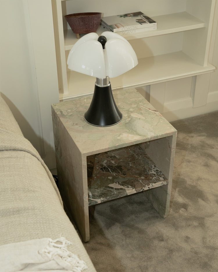Curva Bedside Table Breccia Rosa Marble
