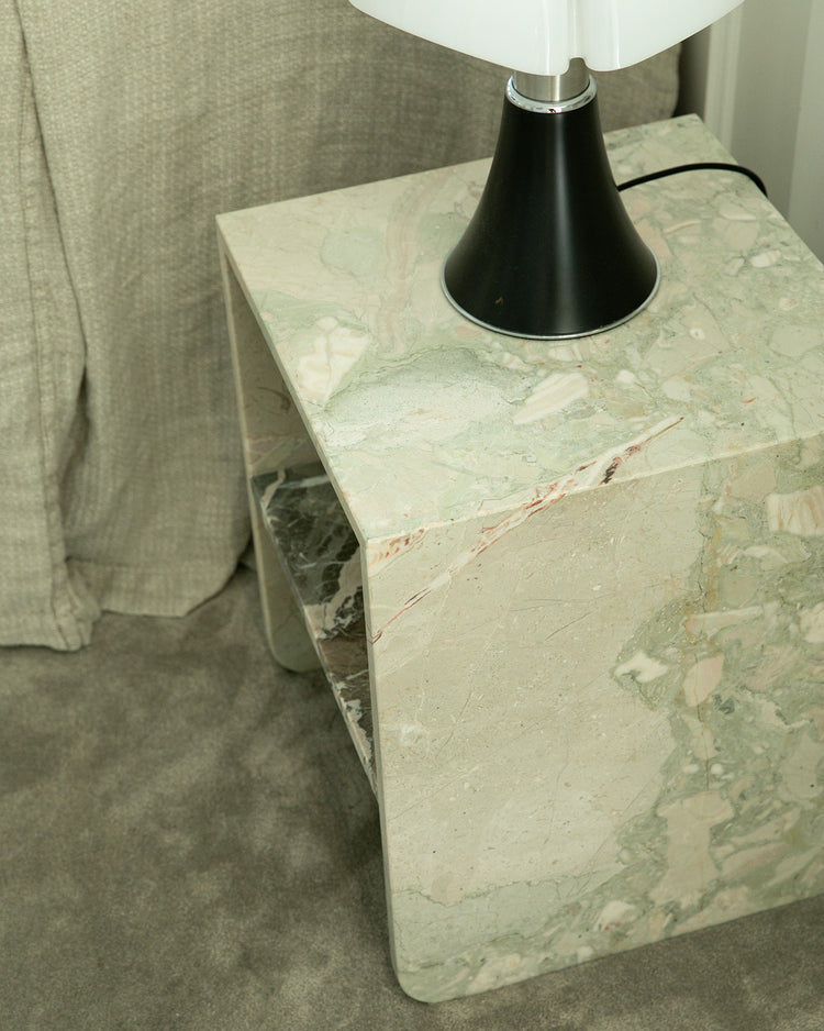 Curva Bedside Table Breccia Rosa Marble