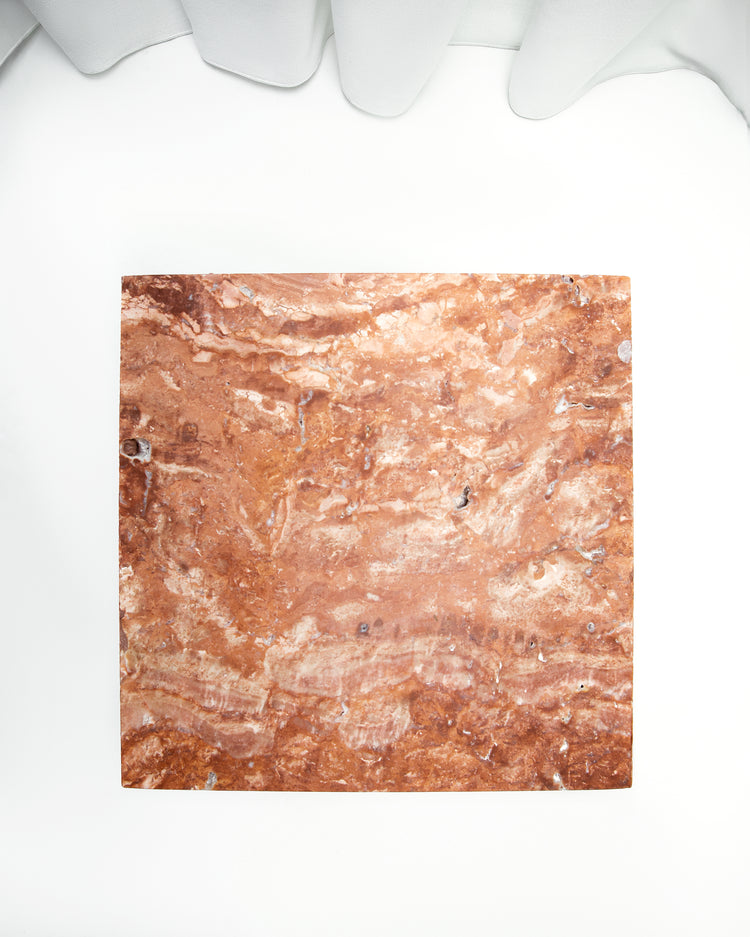 Curva Piccolo Side Table in Roso Travertine