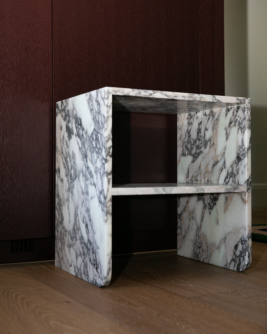 Curva Bedside Table Calacatta Viola Marble