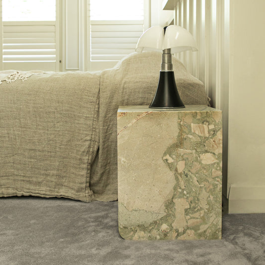 Curva Bedside Table Breccia Rosa Marble