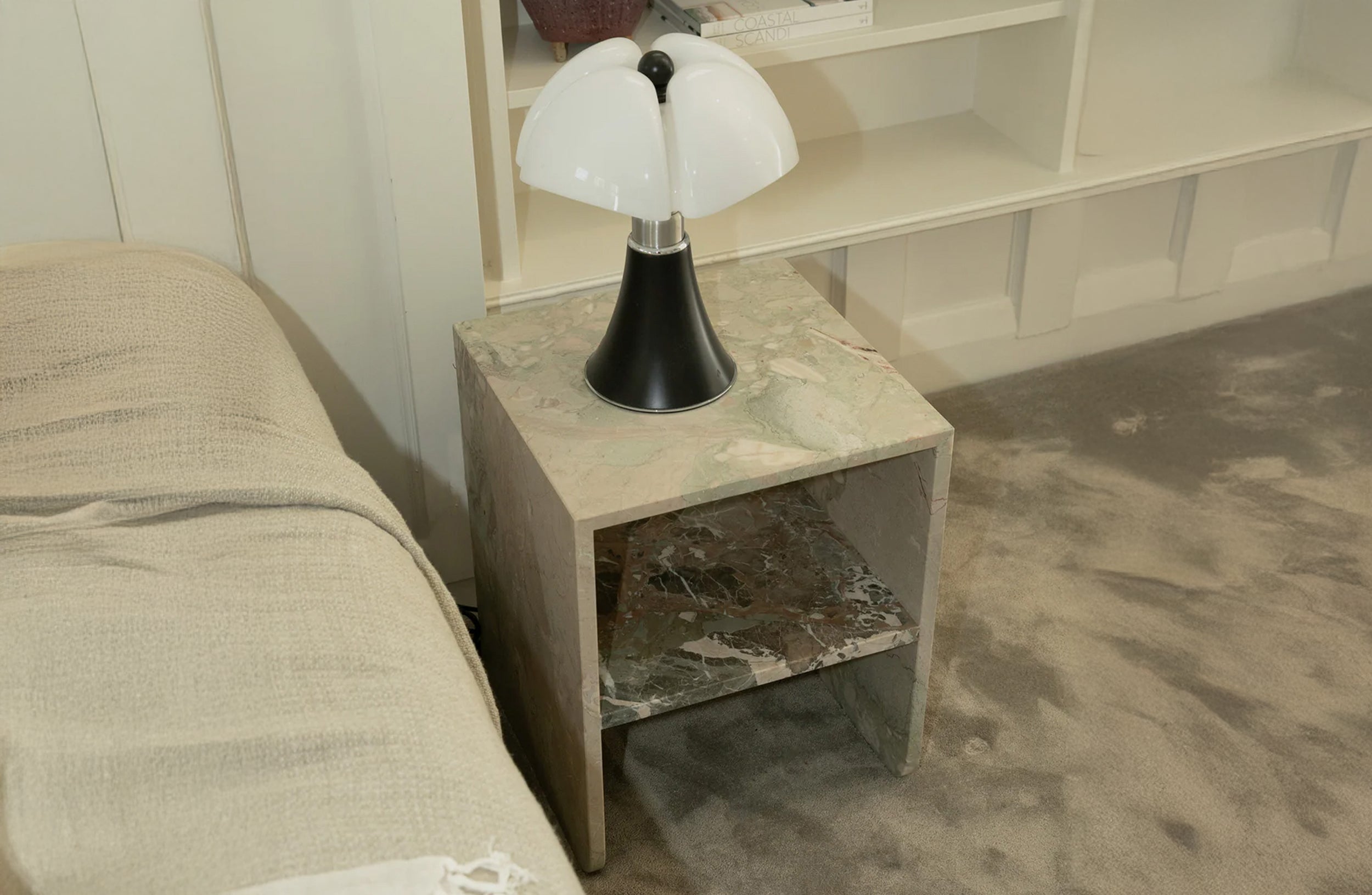 Curva Bedside Table Breccia Rosa Marble