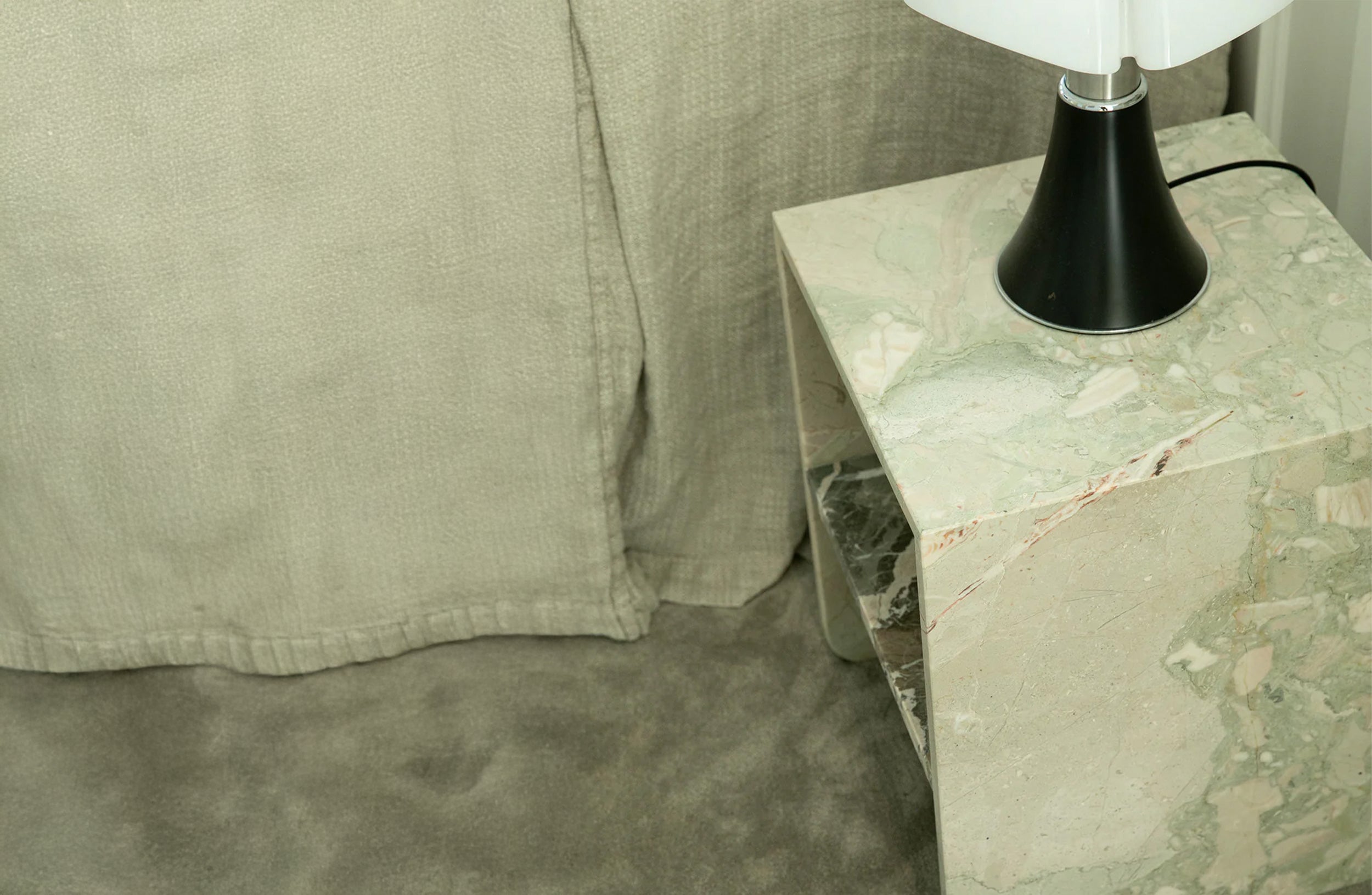 Curva Bedside Table Breccia Rosa Marble