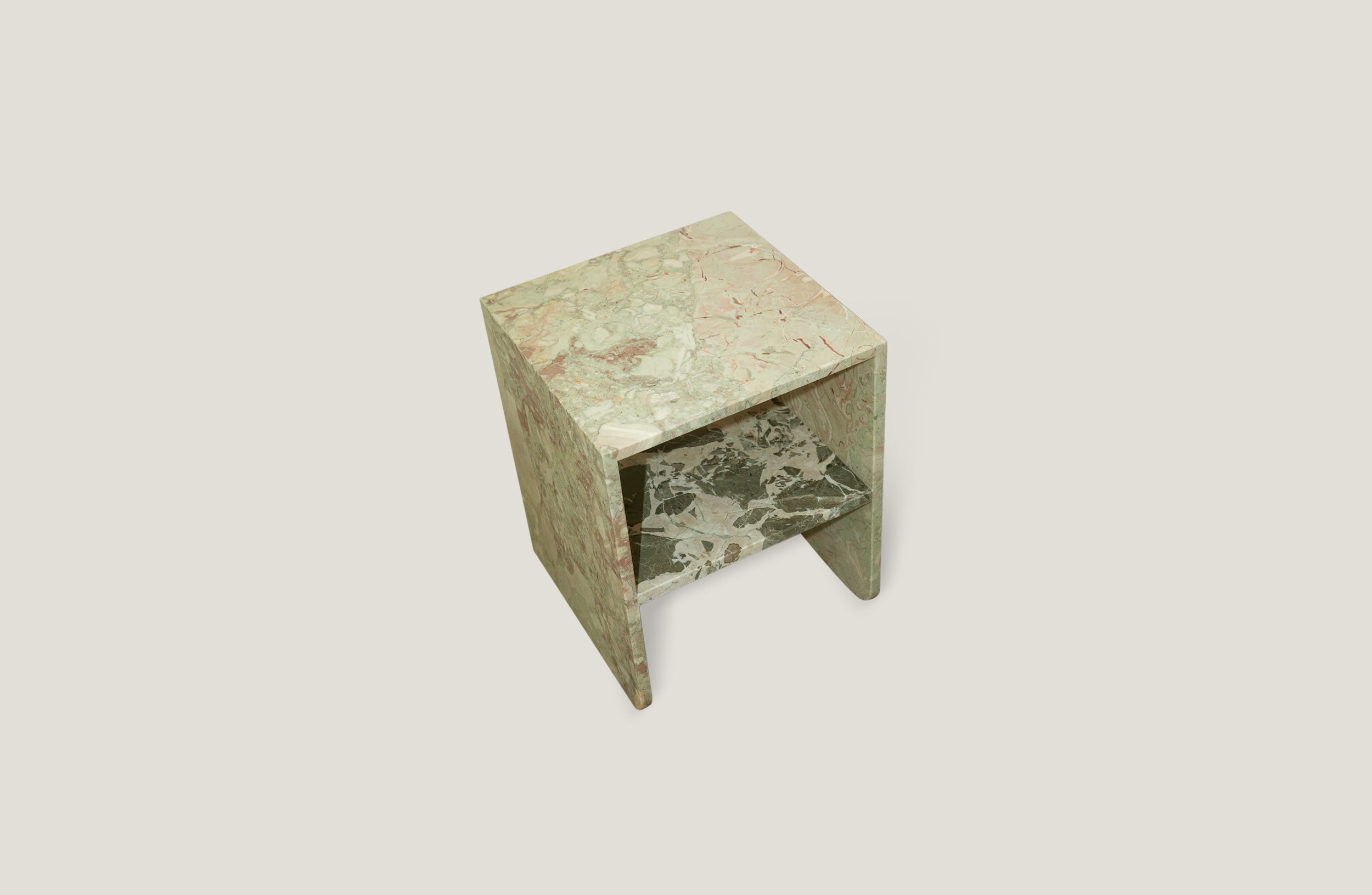 Curva Bedside Table Breccia Rosa Marble