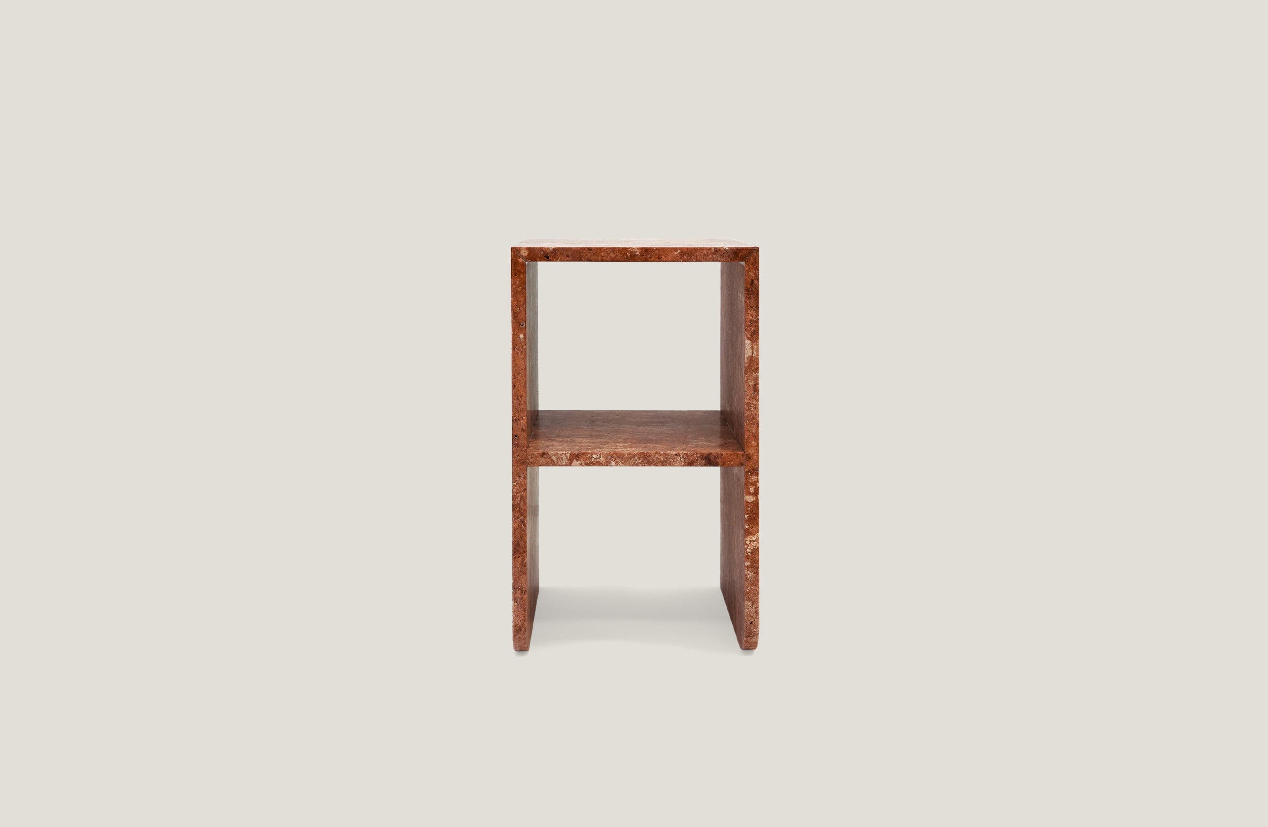 Curva Piccolo Side Table in Roso Travertine