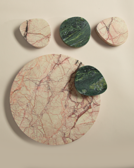 Molti Form Marble Coasters and Round Tray