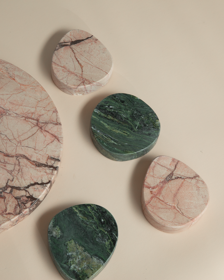 Molti Form Marble Coasters and Round Tray